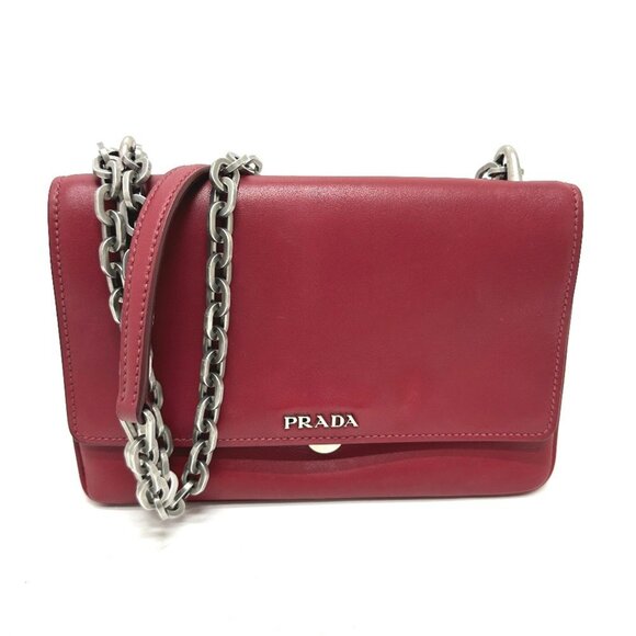 PRADA Red Leather Shoulder Bag - Picture 1 of 16